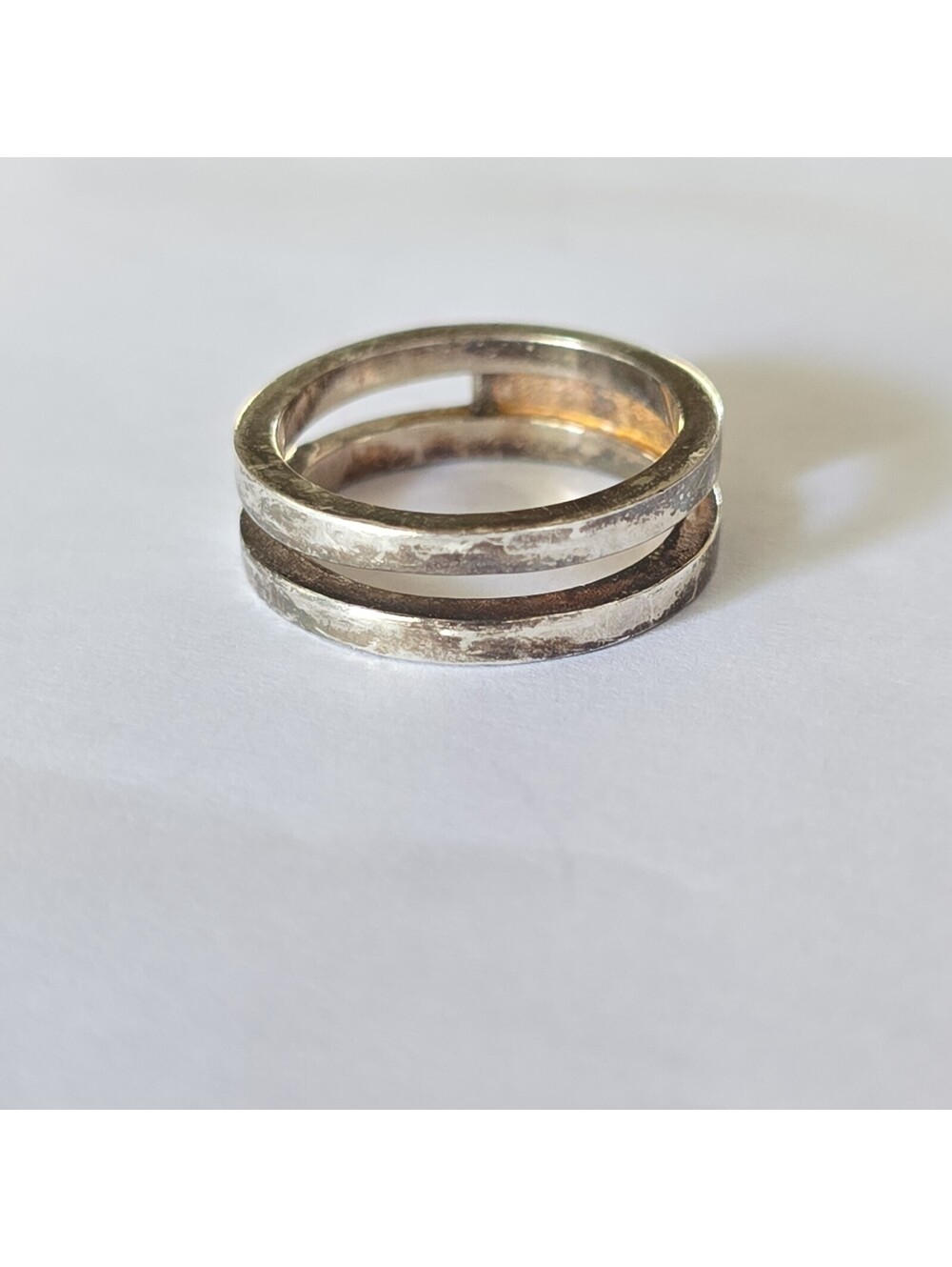 Vintage double-band 925 sterling silver ring